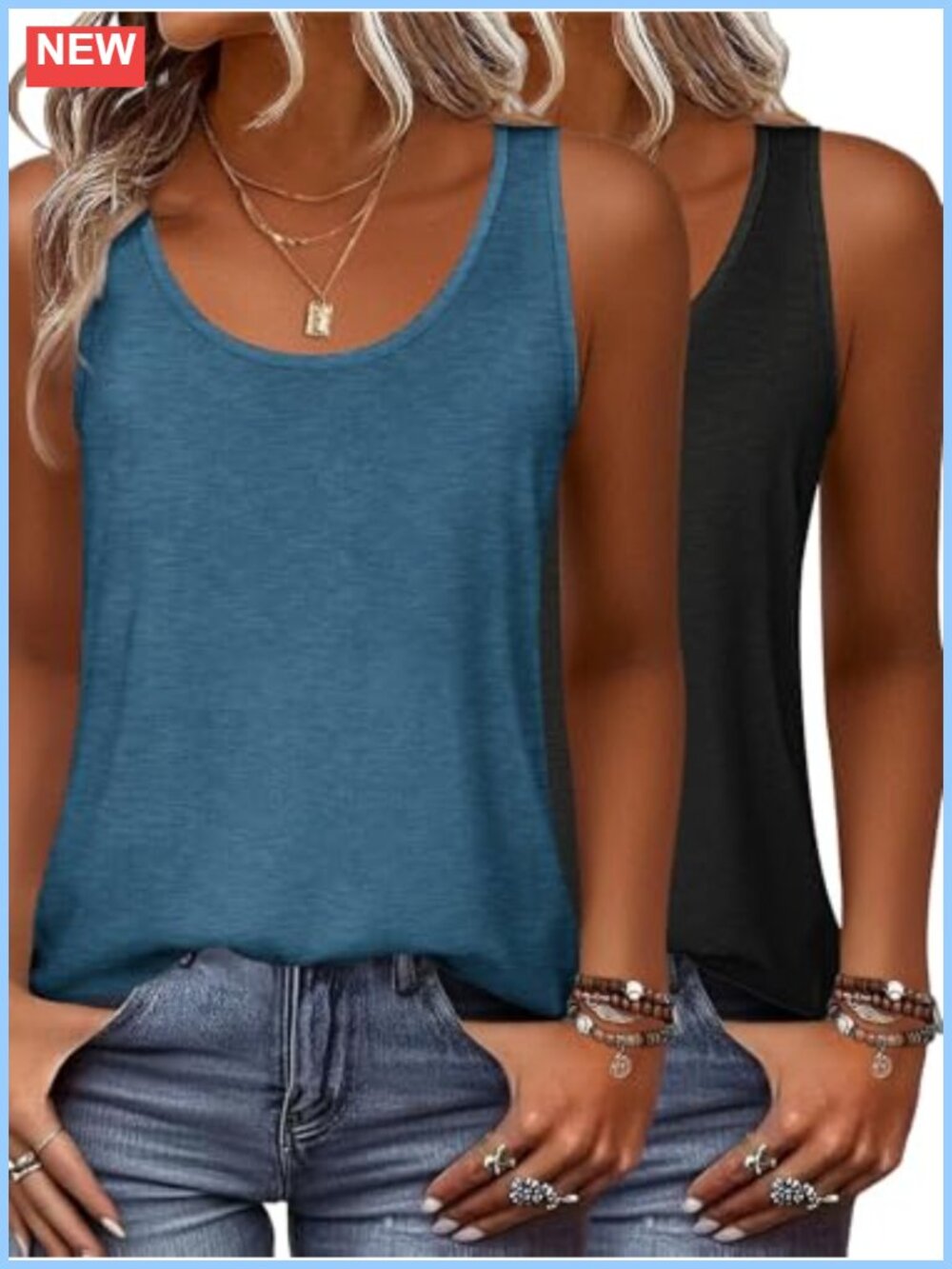 Womens Flowy Loose Fit Scoop Neck Sleeveless Summer Tank Top Curvy Hem
